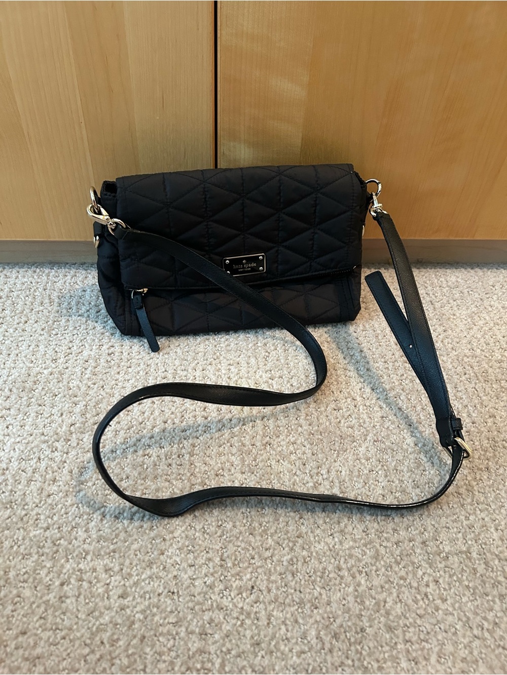 kate spade Quilted Black Crossbody with Gold Hardware